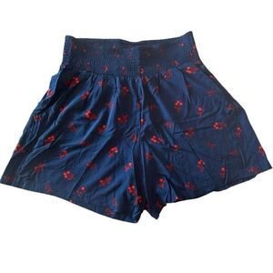 Torrid High Waisted Smocked Waist Pull-on Shorts Candy Cherries Peacoat 2X NWT